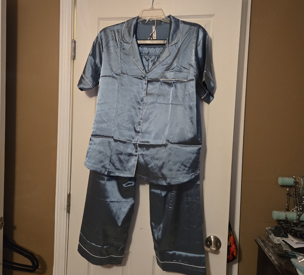 Zenana Silky Blue Pajama Set